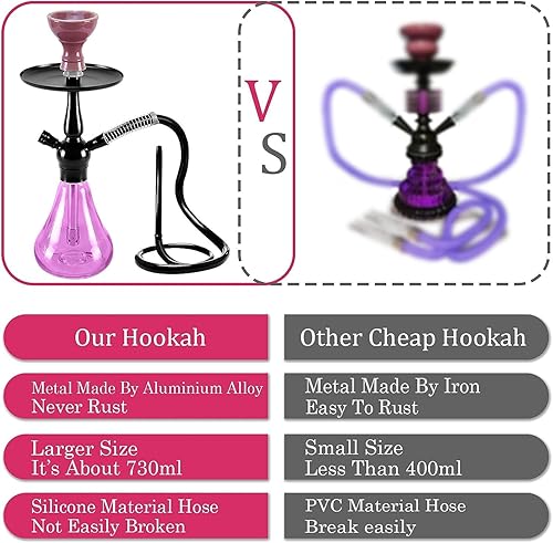 Miniatura 2 de SunWamntin Juego de cachimba de cristal de alta calidad Shisha Exquisitas cachimbas 1 manguera portátilSunWamntinCachimba con todos los accesorios