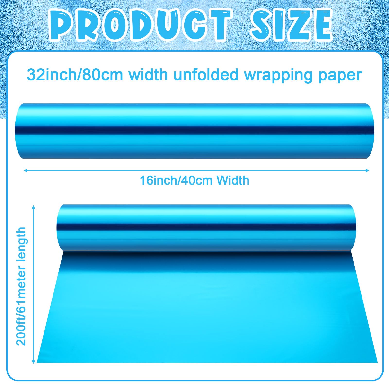 Seajan Rollo de celofán azul transparente de 32 pulgadas x 200 pies, papel de regalo de celofán azul transparente, película de color para cestas de flores, ramo de bricolaje, dulces de Navidad,