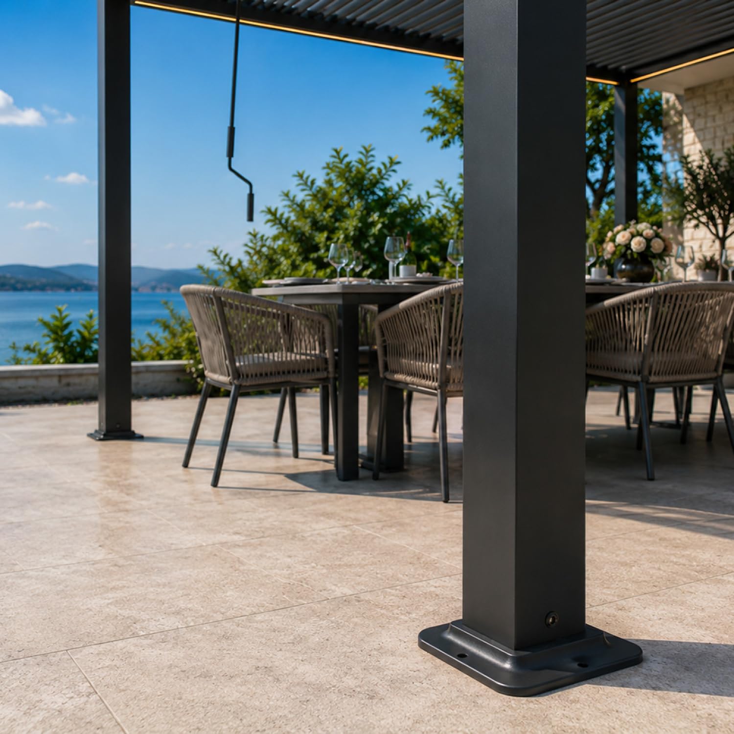 Pergola Bioclimatique CORFU LED Noir 4x3 m