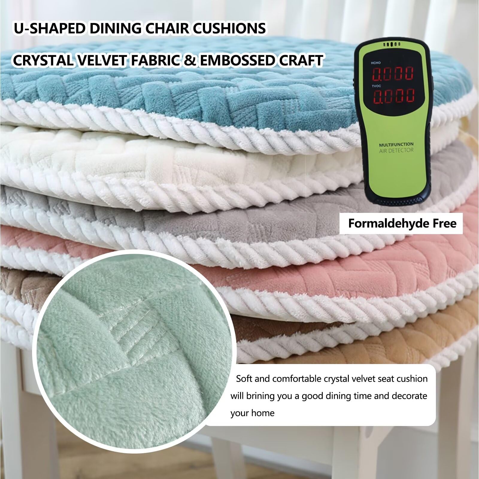 Juego de 6 cojines trapezoidales para sillas de cocina, fundas extraíbles de terciopelo con cierre de cremallera, cojines de asiento antracita cálida para sillas de comedor