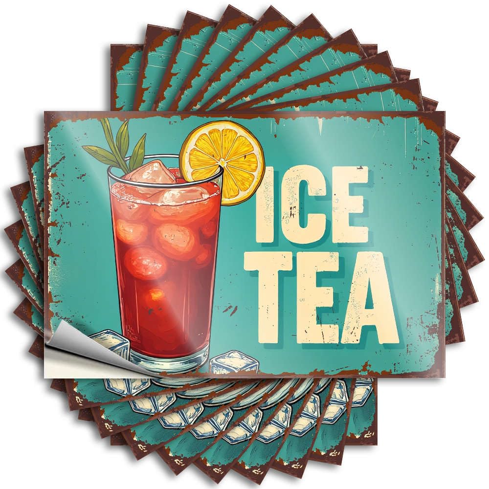 Birthday Window Decal | Vintage-Style Illustration of Iced Tea with Lemon Slice. Optical Illusion for Dart Decor(6X9CM)