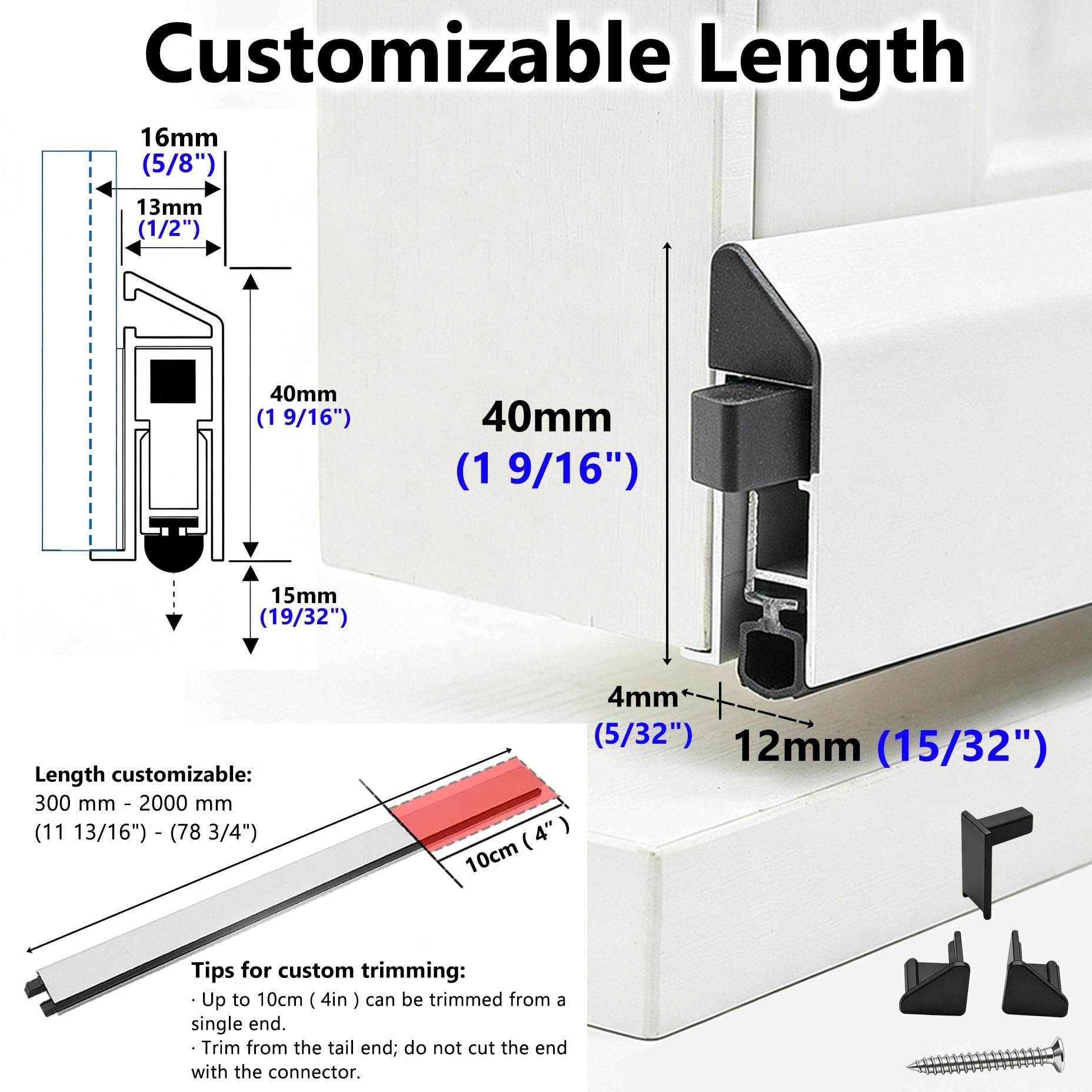 Burlete Inferior Automático Oculto Para Puertas, Oficinas Aluminio