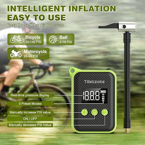 Miniatura 5 de Bomba de bicicleta, mini bomba de neumático de bicicleta de 130 PSI con calibre para válvula Presta y válvula Schrader, bomba de inflado de