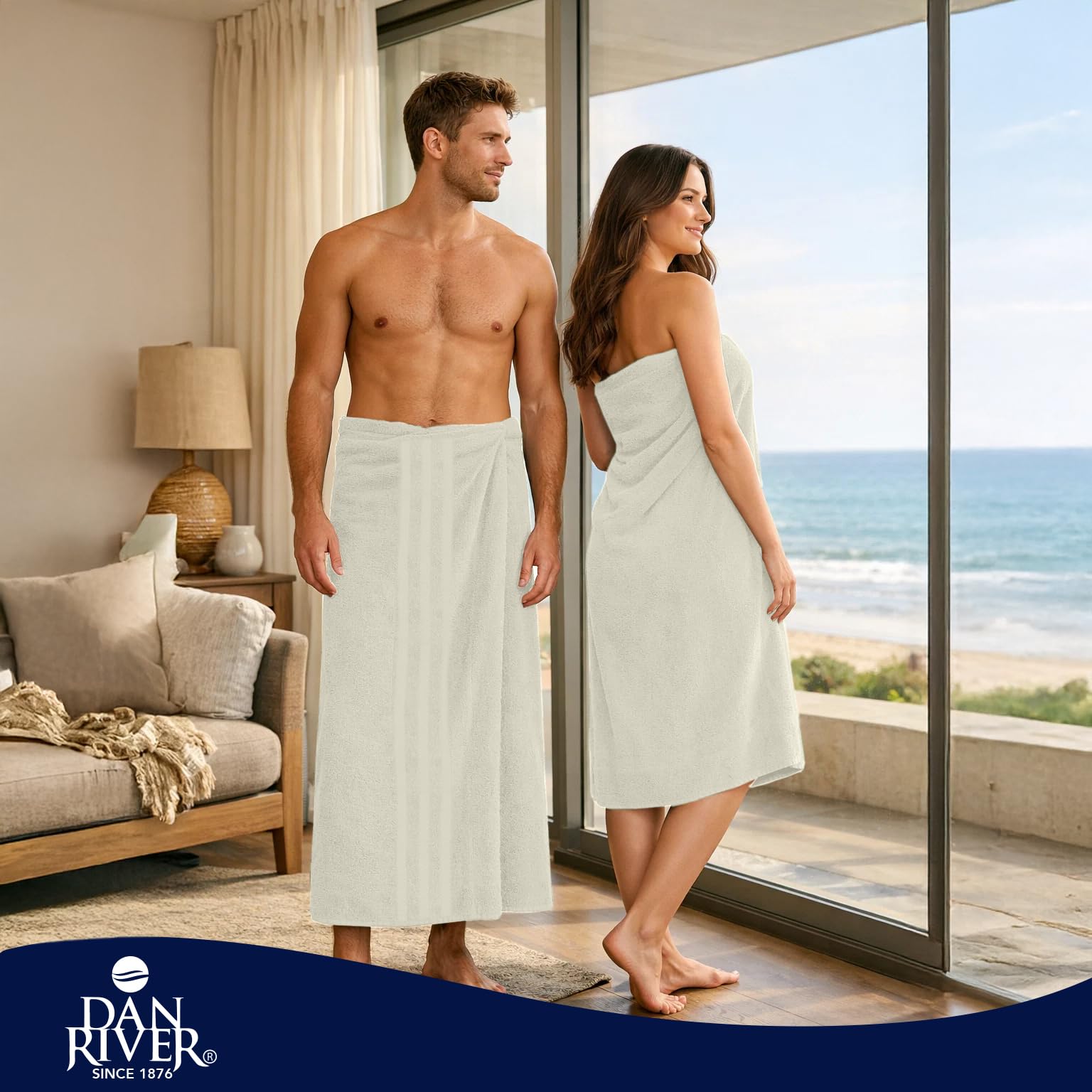 DAN RIVER Juego de 2 toallas de baño de 550 g/m², ultra suaves y altamente absorbentes, 100% algodón, toallas de baño grandes para baño, hogar, hotel, spa, playa, piscina, gimnasio, 35 x 70 pulgadas