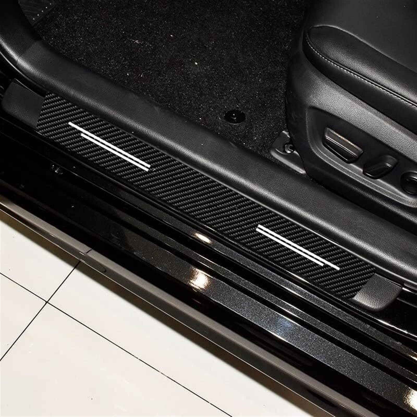 Tira de protección del Maletero 5 Protectores de umbral Puerta Coche Fibra Carbono, Pegatinas Cuero para Parachoques Trasero para Chrysler 200C
