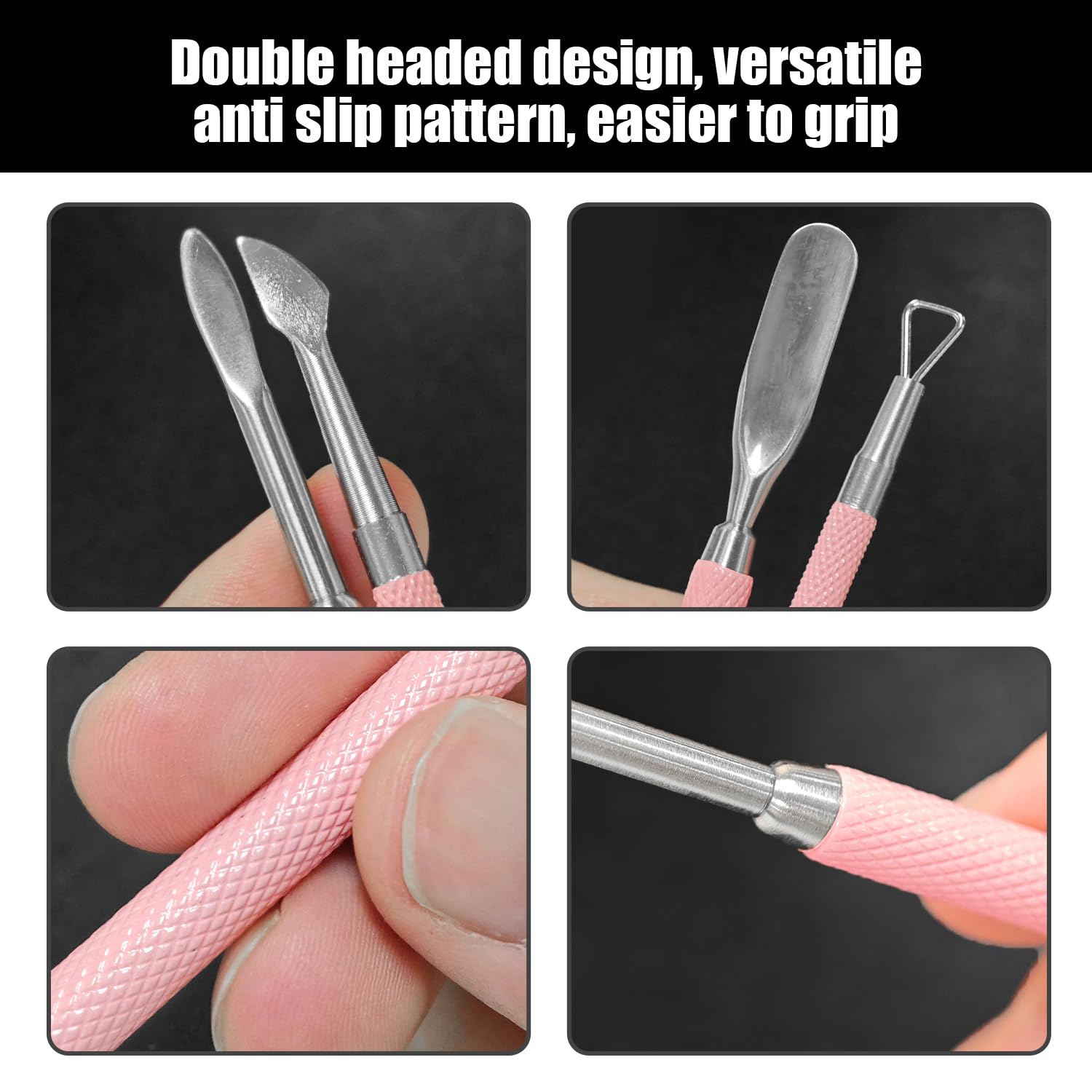 3 Pezzi Realizzati Con Pinze In Pelle Morta In Acciaio Inossidabile E 1 Set Di Strumenti Per Un Periodo, Strumenti Per La Cura Delle Unghie, Accessori Per La Cura Delle Mani (Rosa).
