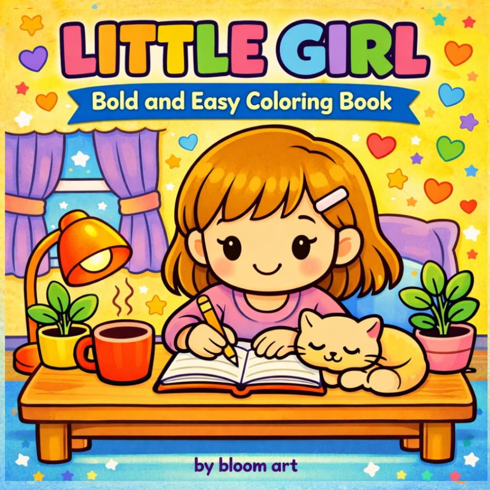 Little Girl: Bold and easy coloring Book