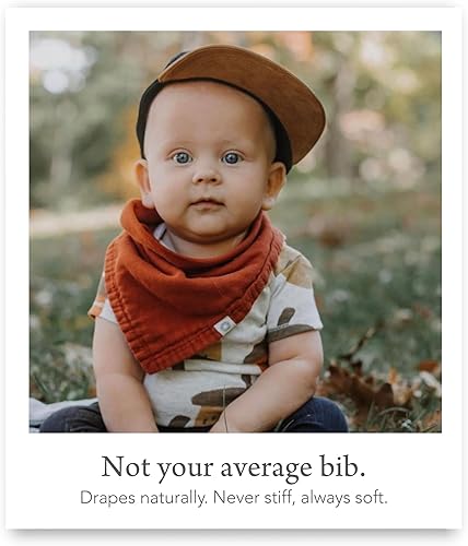 Miniatura 6 de Kishu Baby Indi GOTS - Juego de baberos de muselina orgánica para bebé, juego de baberos reversibles de 4 vías