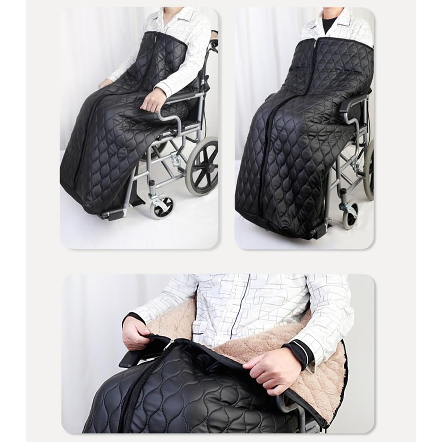 Manta para Silla De Ruedas para Calidez, Saco para Silla De Ruedas, Manta Gruesa con Forro Polar, Impermeable, Funda para Piernas para Silla De Ruedas, Accesorio para Silla De Ruedas