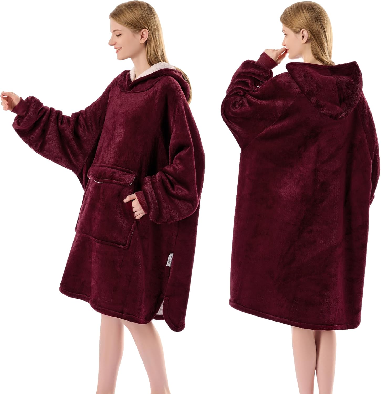 Krifey Wearable Blanket Hoodie, Oversized Sherpa Hooded as Birthday Gifts for Mom Women Girlfriend Men, Cozy Sweatshirt with Giant Pocket - Image 3