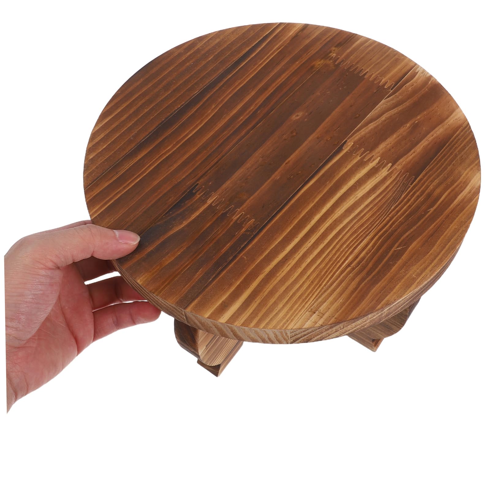 Soporte Redondo de Madera para Macetas, Base Marrón de Estilo Rústico | Plantas y Tiestos, Textura Natural, Montaje Sencillo, Uso en Salón y Cocina