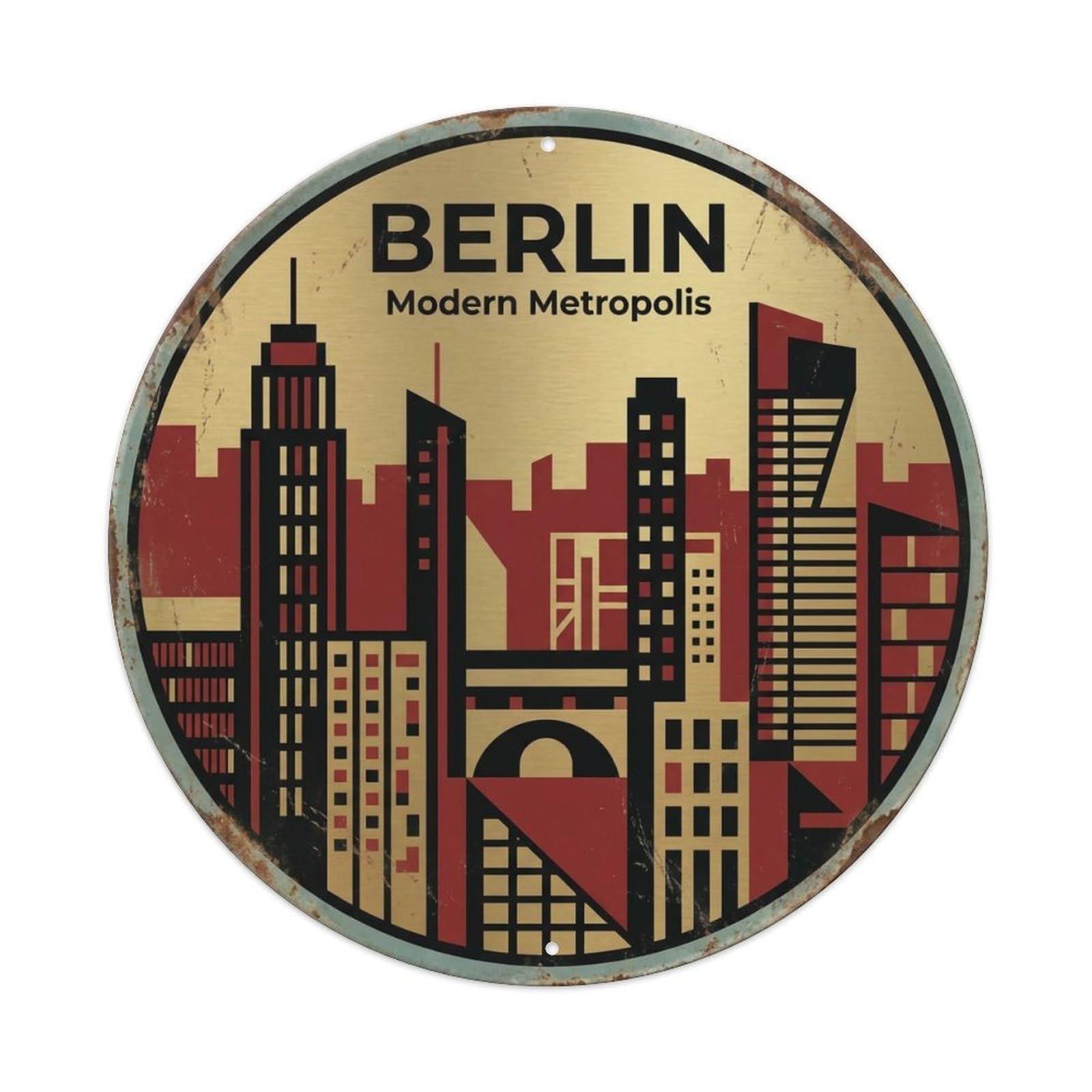 Vintage Travel Berlin Germany Heirloom Metal Tin Sign