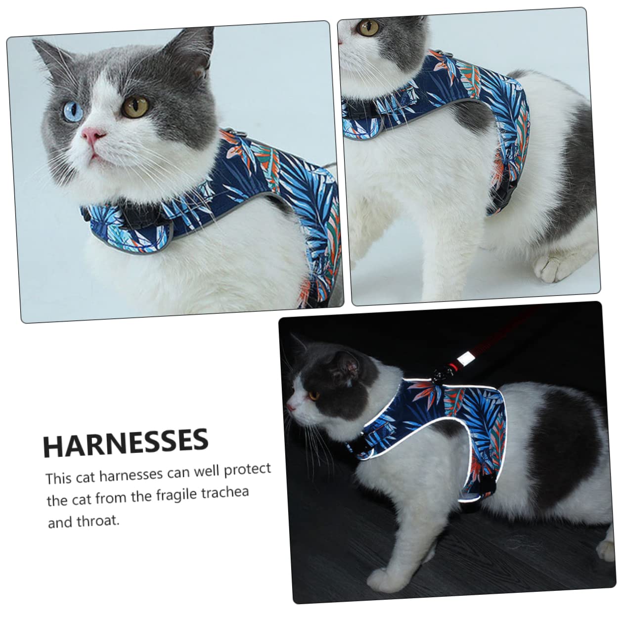 Yardwe 3sätze Reflective Cat with Leash Adjustable Breathable Mesh Vest for Kittens Escape and Comfortable for Outdoor Walks