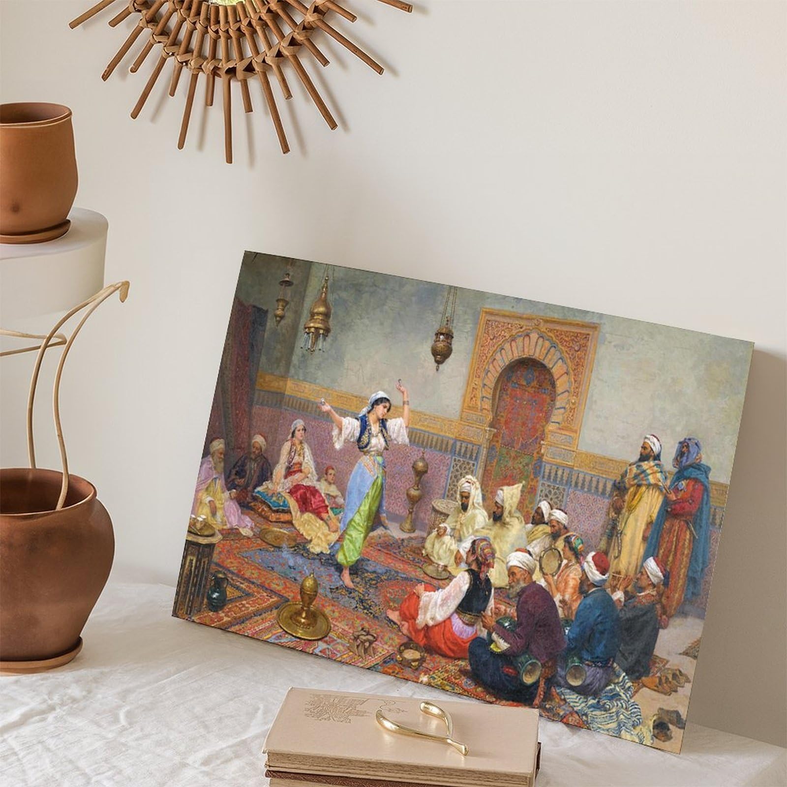 The Dance Arab Arabic Music Orientalist Painting by Italian Giulio Rosati Poster Camera da Letto Decorazione Tela Stampa Wall Art Ufficio Camera Estetica Decorazione Regalo
