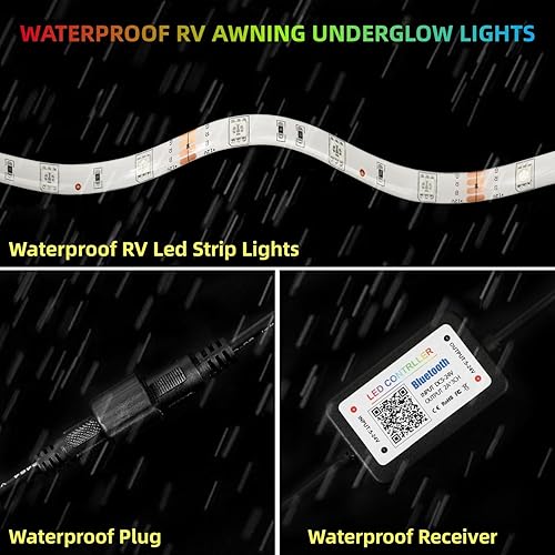 Miniatura 3 de Tira de luces para toldo de autocaravana de 25 pies, luces LED multicolor de 12 V, iluminación de acento para debajo de la carrocería de cámper con