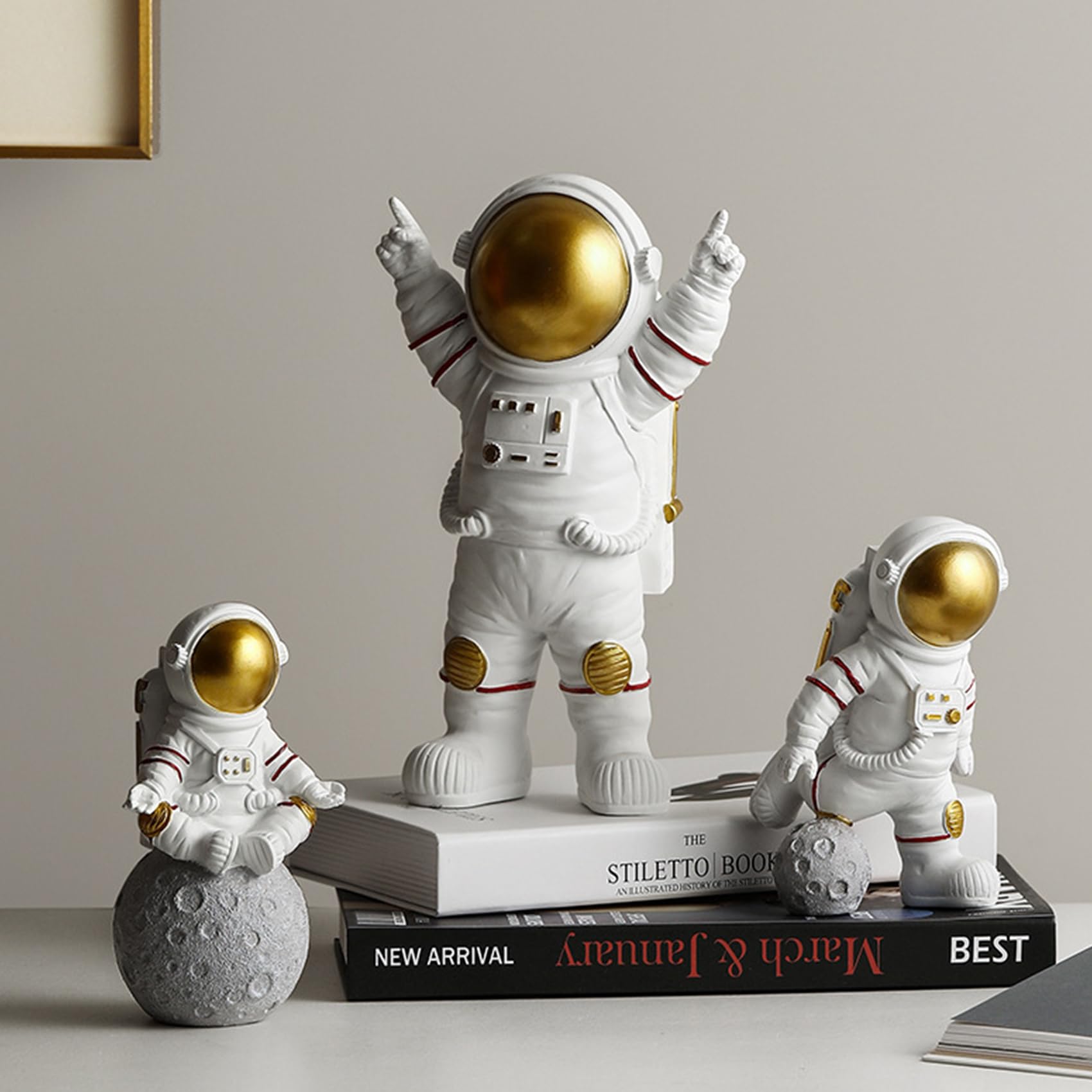 Estatuas Astronauta Arte Escultura Moderna Decoración Figura Astronauta Estatua Sala Estar Arte Artes Regalo poliresina, Dormitorio, Decoración temática Astronauta, Adorno (Gold,A)