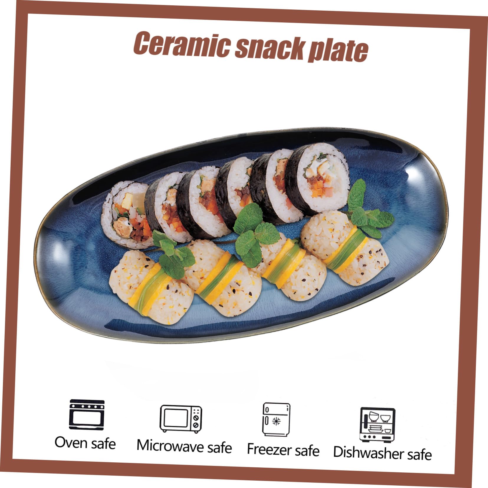 Alipis Plato de Cerámica para Sushi y Carne, Bandeja Ovalada Grande para Servir Aperitivos en Restaurante y Hogar, Adecuado para Mariscos y Postres