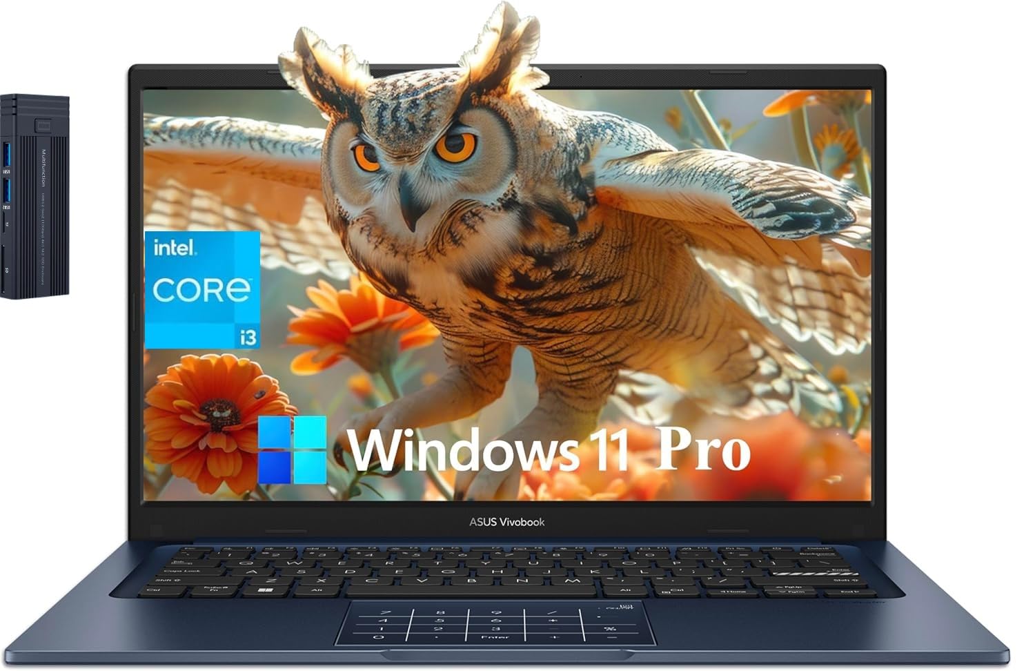 ASUS Vivobook 14 Laptop, 14" FHD Display, Intel Core i3-1315U, 8GB RAM 256GB PCIe SSD, 128gb 9H Docking Station, Bluetooth 5.1, Webcam, Wi-Fi 5,