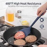 Vista 3 de 600℉ Heat Resistant Silicone Turner: U-Taste 13.6in Solid Kitchen Spatula Flipper, BPA Free Flexible & Thin Seamless Cooking Utensil for Flipping