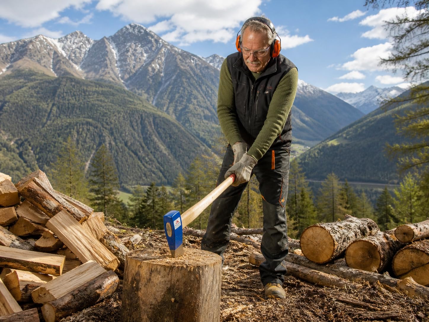 6729 Holzspalthammer 3500 g Kopfgewicht, 4500 g Gesamtgewicht, Eschenholzstiel 850 mm, geschmiedeter Spalthammer mit Wendenase zum Spalten und Einschlagen von Keilen im Holz