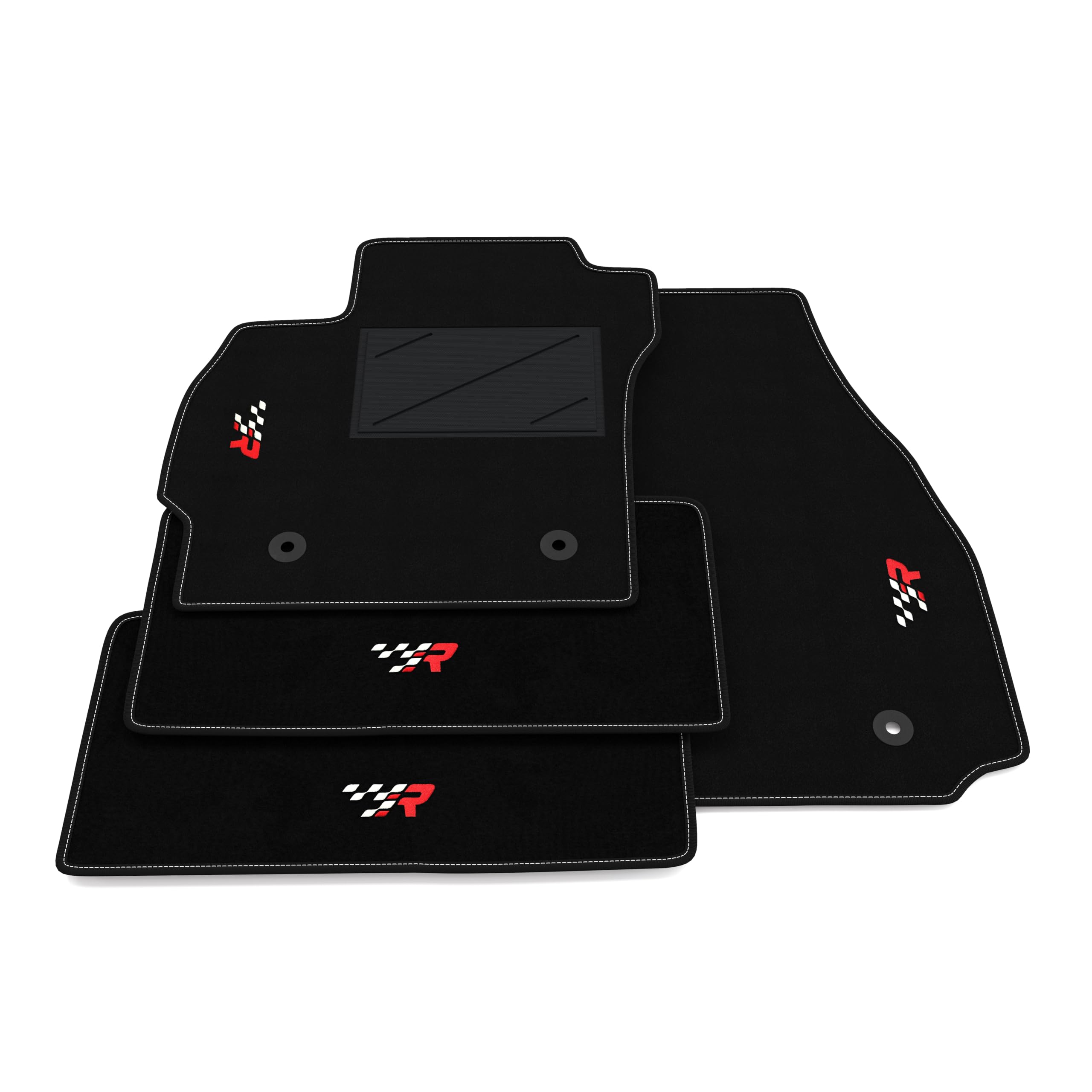 Set de Tapis de Voiture compatibles avec Mazda 5-5 Places 2010-2015 | Tapis sur Mesure en Moquette, Broderie R Racing, sur Mesure