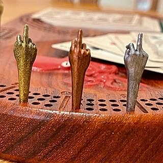 9 Pcs Funny Cribbage Pegs, Middle Finger Cribbage Board Pegs Unique 3 Colors Funny Finger Gesture Cribbage Pegs, Cribbage Boards Unique Resin Cribbage Pegs Set for Cribbage Board Game (Middle Finger)