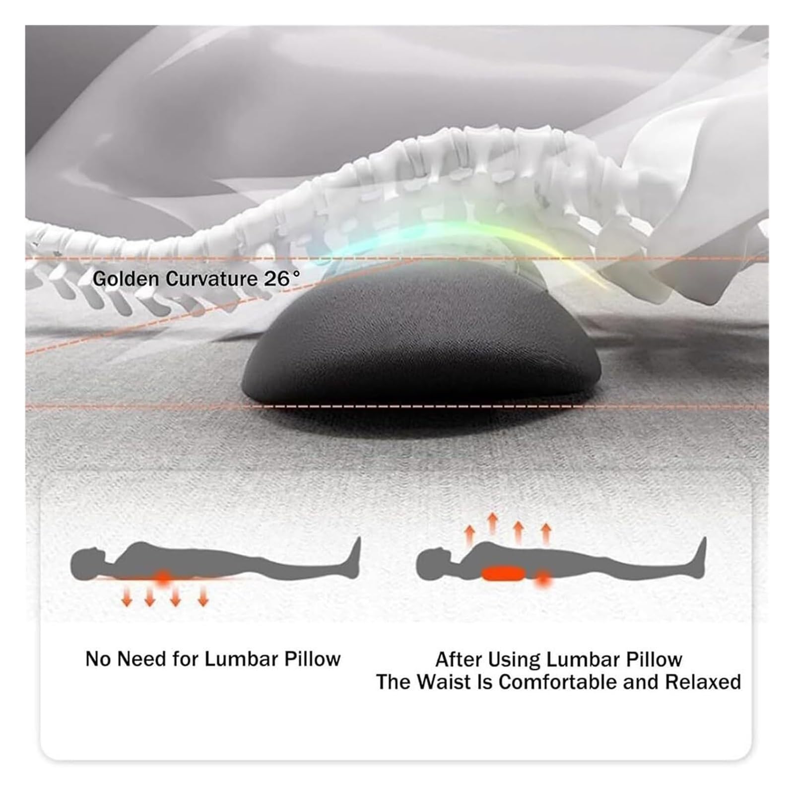 Elektrisches 3-in-1-Lendenwirbelstützkissen mit Wärme, Vibration und Traktion, Rückenmassagegerät zur täglichen Rückenentspannung und Wirbelsäulenunterstützung for Auto/Bett/Büro(Black)