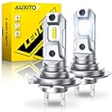 AUXITO H7 LED Bulbs, 500％ Brighter 6500K White, 1:1 Mini Size No Adapter Required Easy install, H7ll Fanless LED Kit Fog Lights
