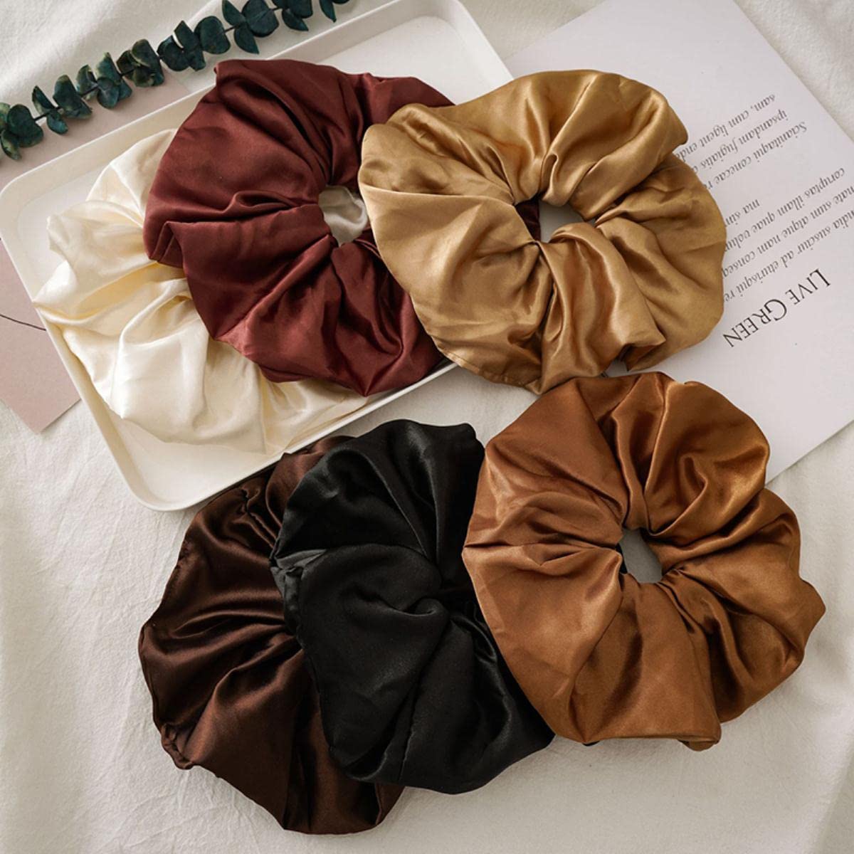 ACiyD Coleteros de Gran tamaño, Gomas Grandes para el Pelo, Bandas elásticas para el Pelo, Soporte para Cola de Caballo, coletero de satén Liso, Accesorios para el Cabello para Mujer-B9 (C7)