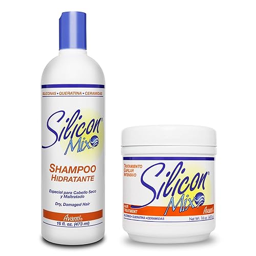Tratamiento Capilar mezcla de silicona y Champú Combo, 16 oz (Combo- Paquete de 2)