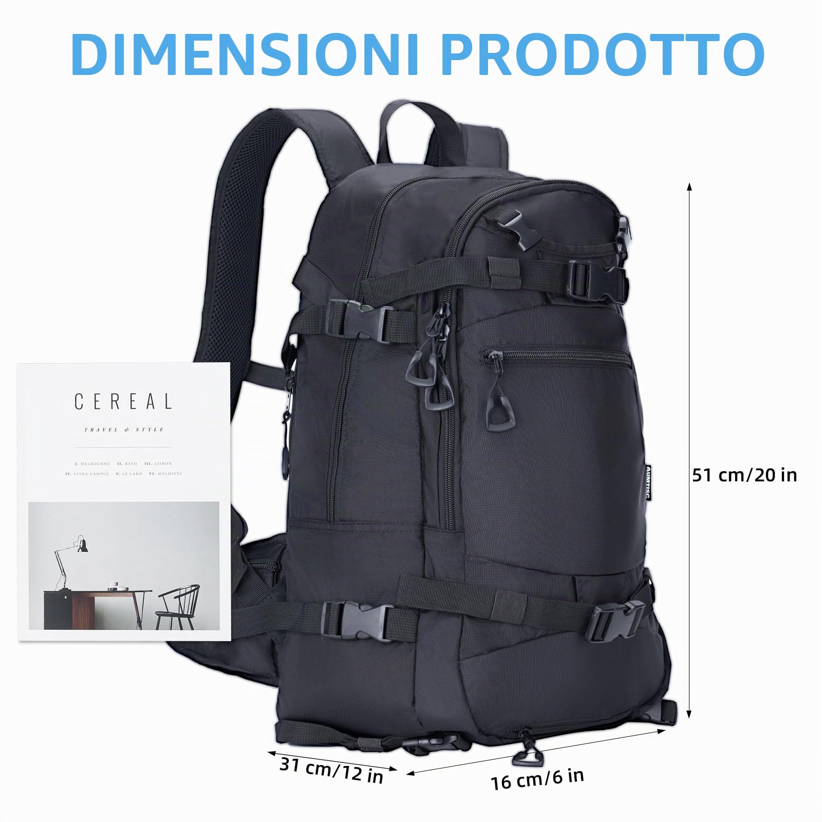 AUMTISC Zaino da sci, zaino snowboard da 25 L, zaino da bere per sci, snowboard, escursionismo, viaggi