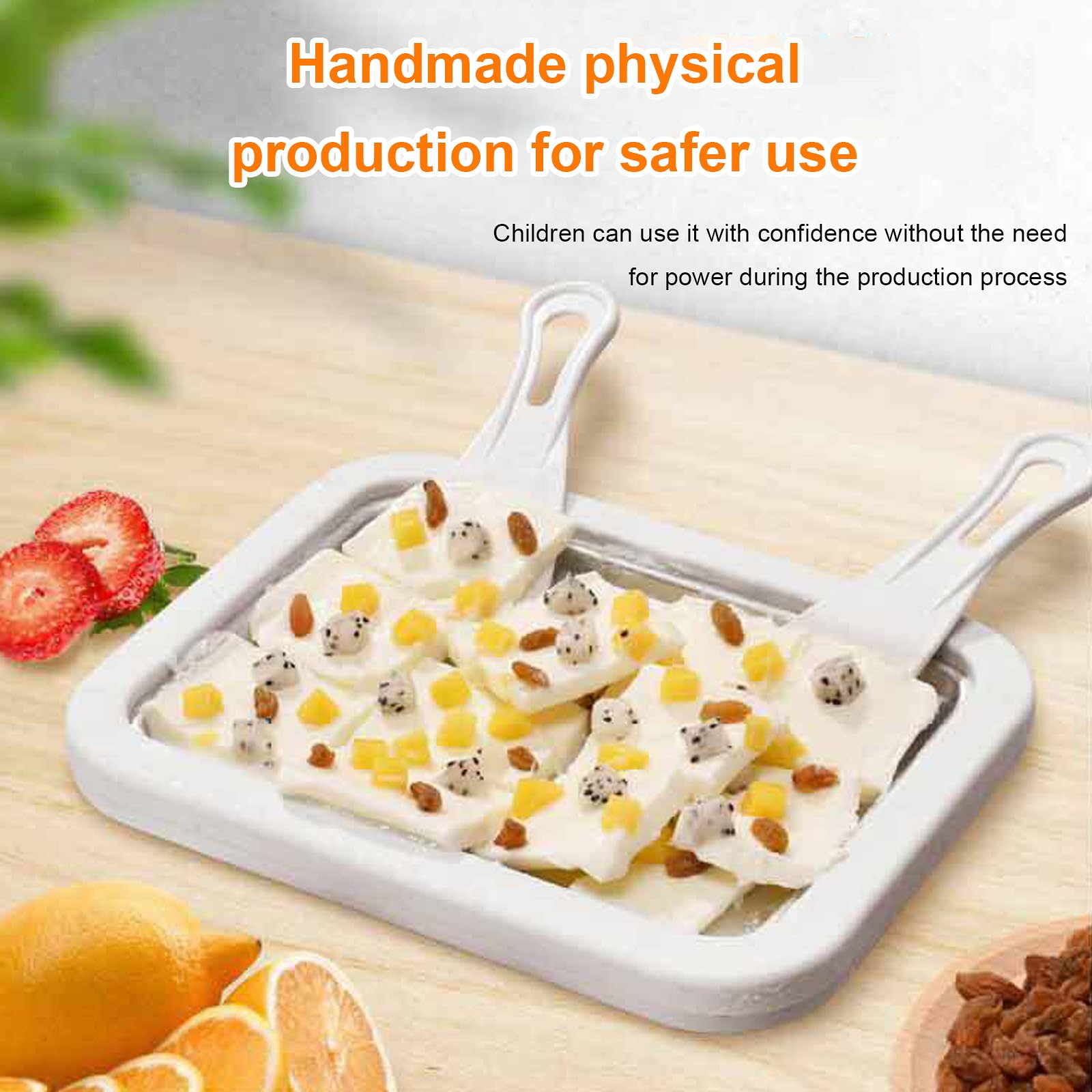 NCONCO Eiscreme Rollbereiter, Edelstahl Instant Cold Plate mit 2 Spatel, Eiscreme Frozen Joghurt Maschine Hausgemachte DIY für Spaß Eltern-Kind-Aktivitäten Familien