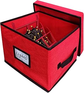 Christmas Holiday Light Storage Box with 3 Light Storage Light Wheels, Fits 164FT Mini Lights Per Spool, Rope Winder for Ropes, String Lights, Fairy Lights (Holds 98FT of lights x 3 with Red Box)