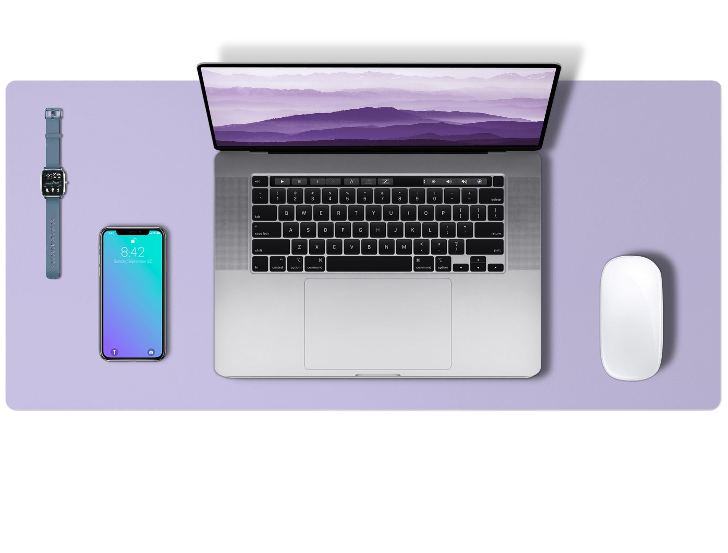 Abalter Leather Desk Mat – PU Desk Pad & Large Mouse Pad, Waterproof Non-Slip Writing Surface for Office Desk, Home Table, Laptop & Keyboard, (Lavender, 60 x 35 cm)
