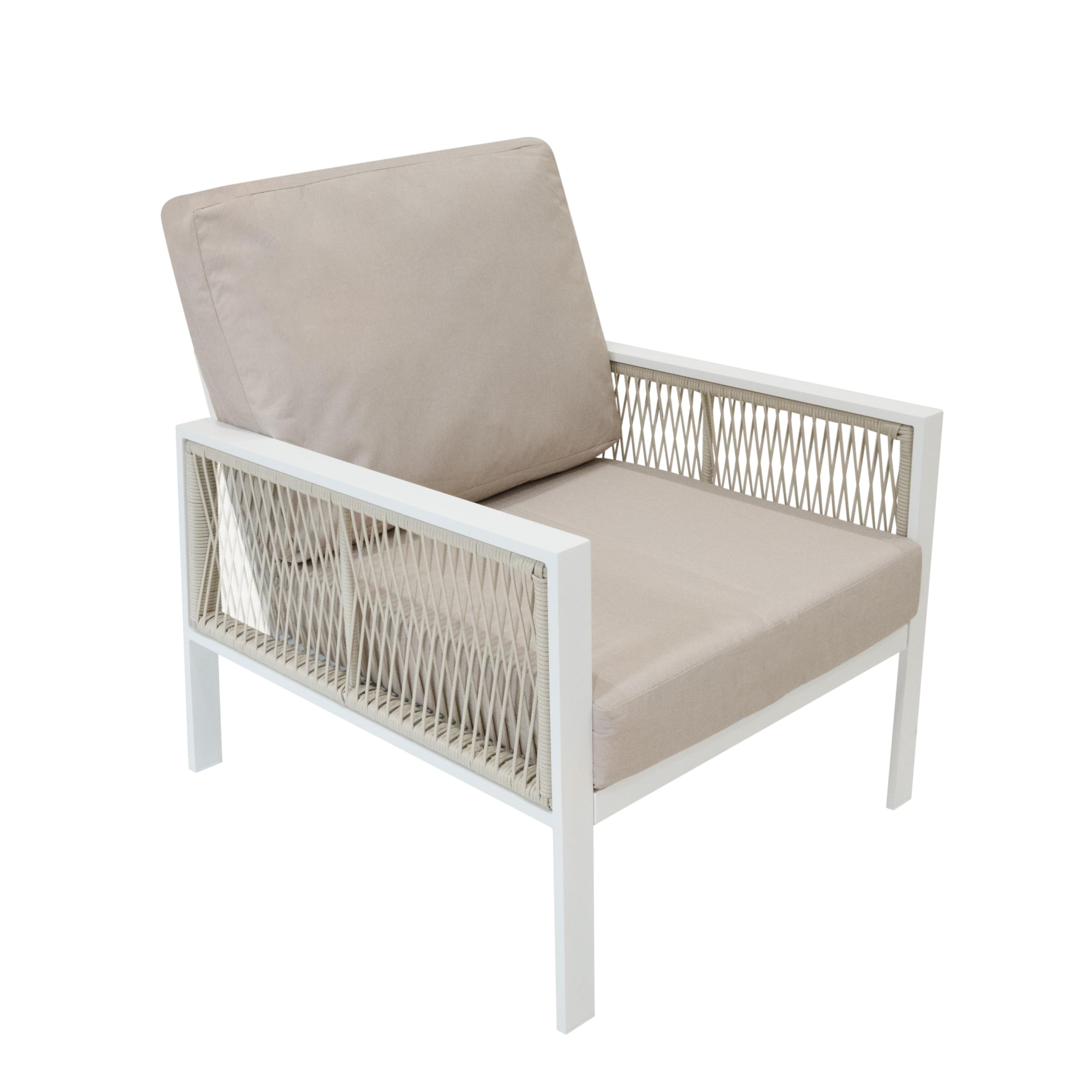 Set Mobili da Giardino 4 Pz in Alluminio Bianco con Cassapanca 582L in Rattan Nera da Esterno – Divano 3 Posti, 2 Poltrone, Tavolino, Cuscini, Copertura Impermeabile, Borsa Inclusa