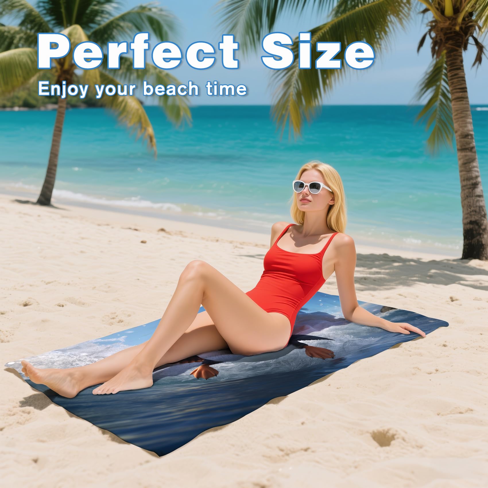 Serviette de Plage XXL Microfibre Macareux Surf, Drap de Plage Séchage Rapide Anti Sable & Légère, Serviette de Bain Grande Taille 100x200 cm, Accessoire & Cadeau été