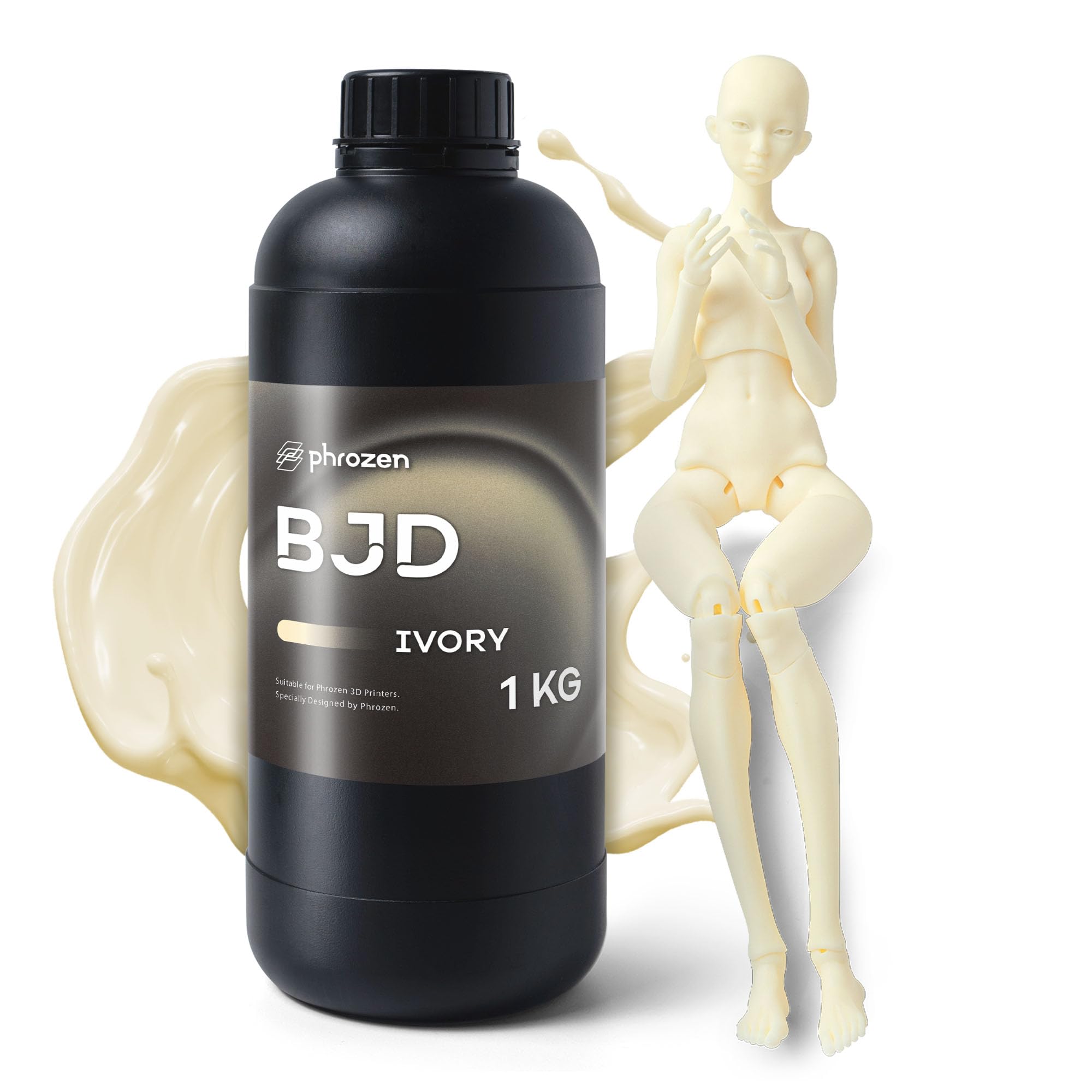 Phrozen Resina BJD para Impresión 3D, Acabado Mate Liso y Resistente al Desgaste para Muñecas y Figuras Articuladas, Fotopolímero de Curado UV 405 nm para Impresoras LCD/DLP/MSLA, Marfil, 1 kg
