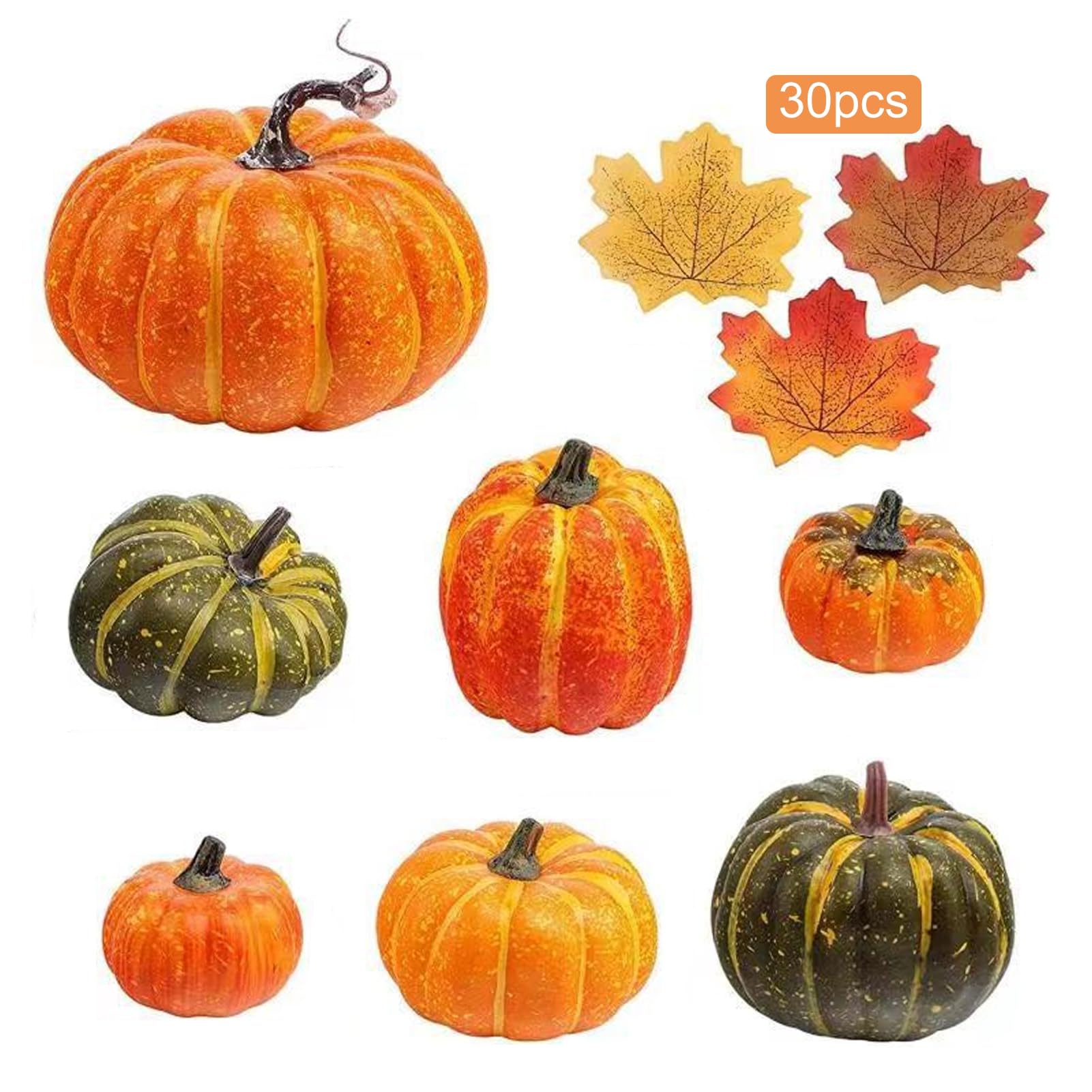 Mini Courges D'automne De Citrouilles Artificielles, Feuilles D'érable