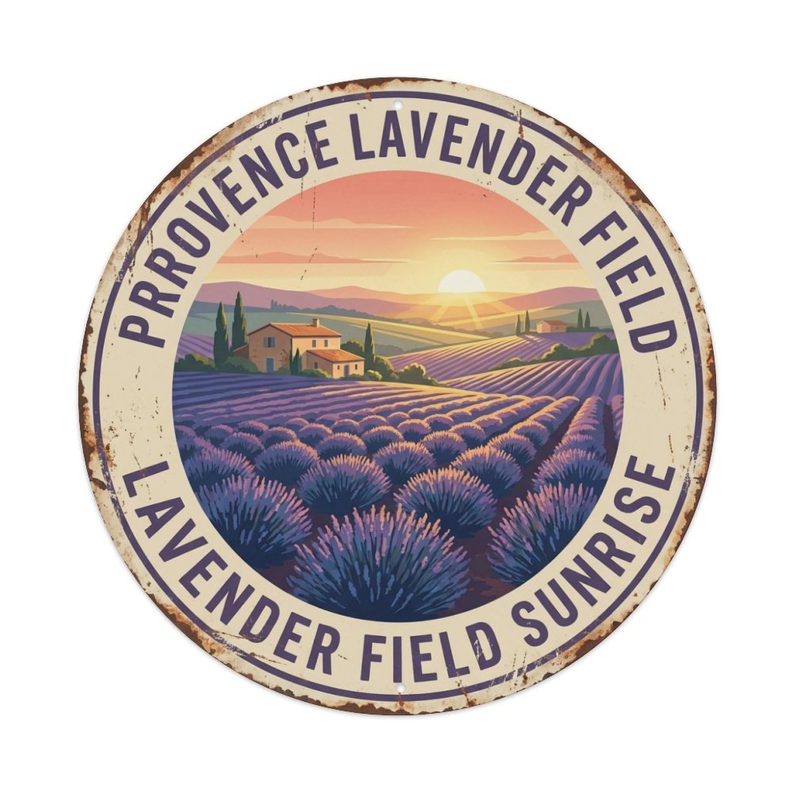Culture Travel Lavender Field Sunrise Provence Country Metal Tin Sign