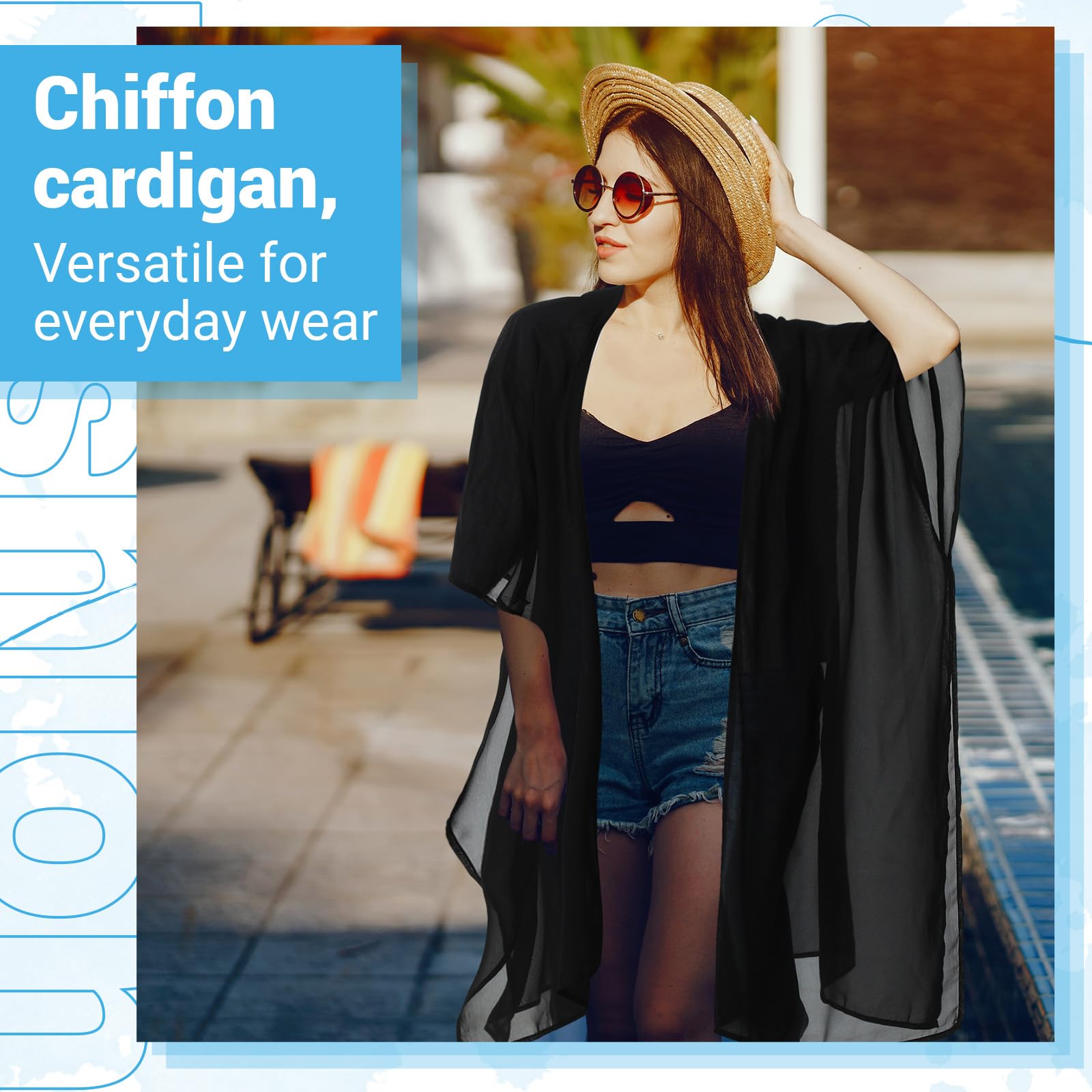 Kimono para mujer, salida de baño para playa, chal envolvente, salida de baño, casual, holgado, cárdigan de verano
