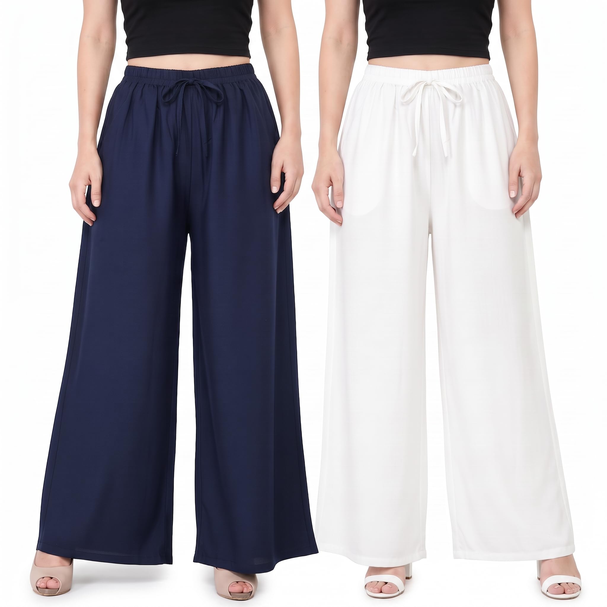 trusha dresses Pack of 2 Plain Rayon Palazzo for Women's or Girls-picture-33
