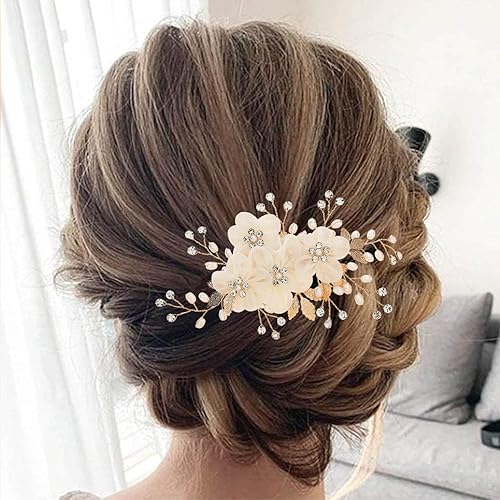 Miniatura 7 de Pinzas para el pelo de boda nupcial, horquillas de cristal con diamantes de imitación, piezas de pelo de flores de cristal, accesorios para el
