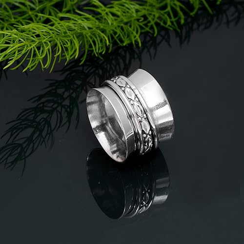Miniatura 109 de Veracity Jewelry Sterling Silver Fidget Ring Spinner Ring Anxiety Relieving Rings For Unisex Meditation Thumb Worry Healing Birthday Promise Band