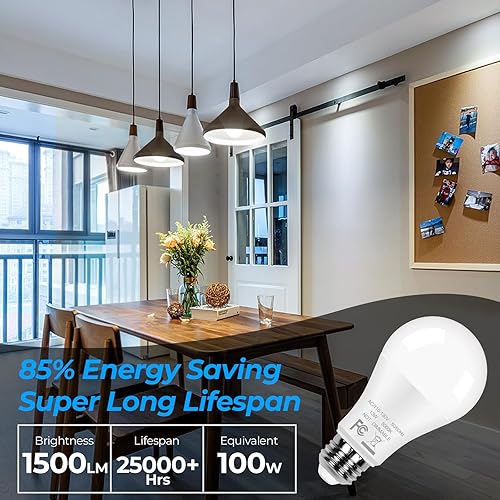 Miniatura 3 de GoBright Paquete de 12 bombillas LED A19, bombillas equivalentes a 100 W, bombillas LED blancas de luz diurna de 13 W 5000 K con base media E26