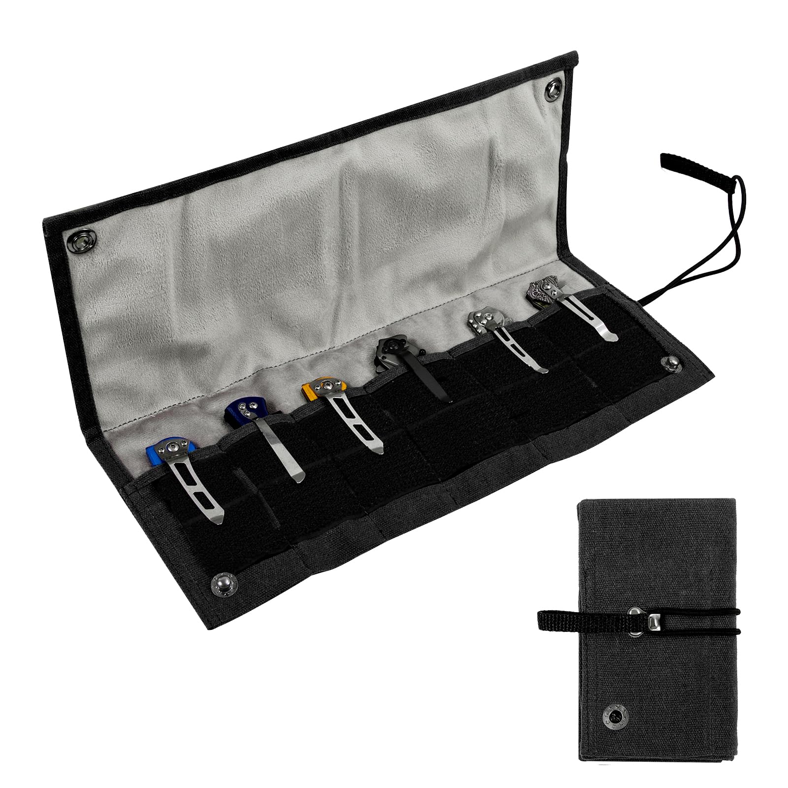 Pocket Knife Display Bag,6 Slots with Pocket Knives, Folding Small Knife Storage Pouch, Knife Roll Bag Organizer, Knives Roll Collection Protector Bag