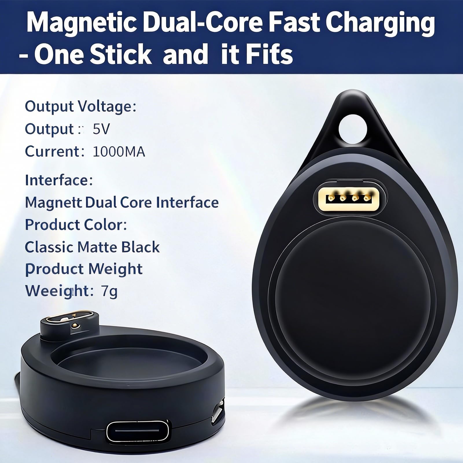 Caricatore USB-C/Micro Base Magnetica Rinforzata per Garmin Fenix 8/7/6/5, Forerunner 55/245/255/945, Venu 3/2, Vivoactive, Instinct, Approach, Vivomove Nero