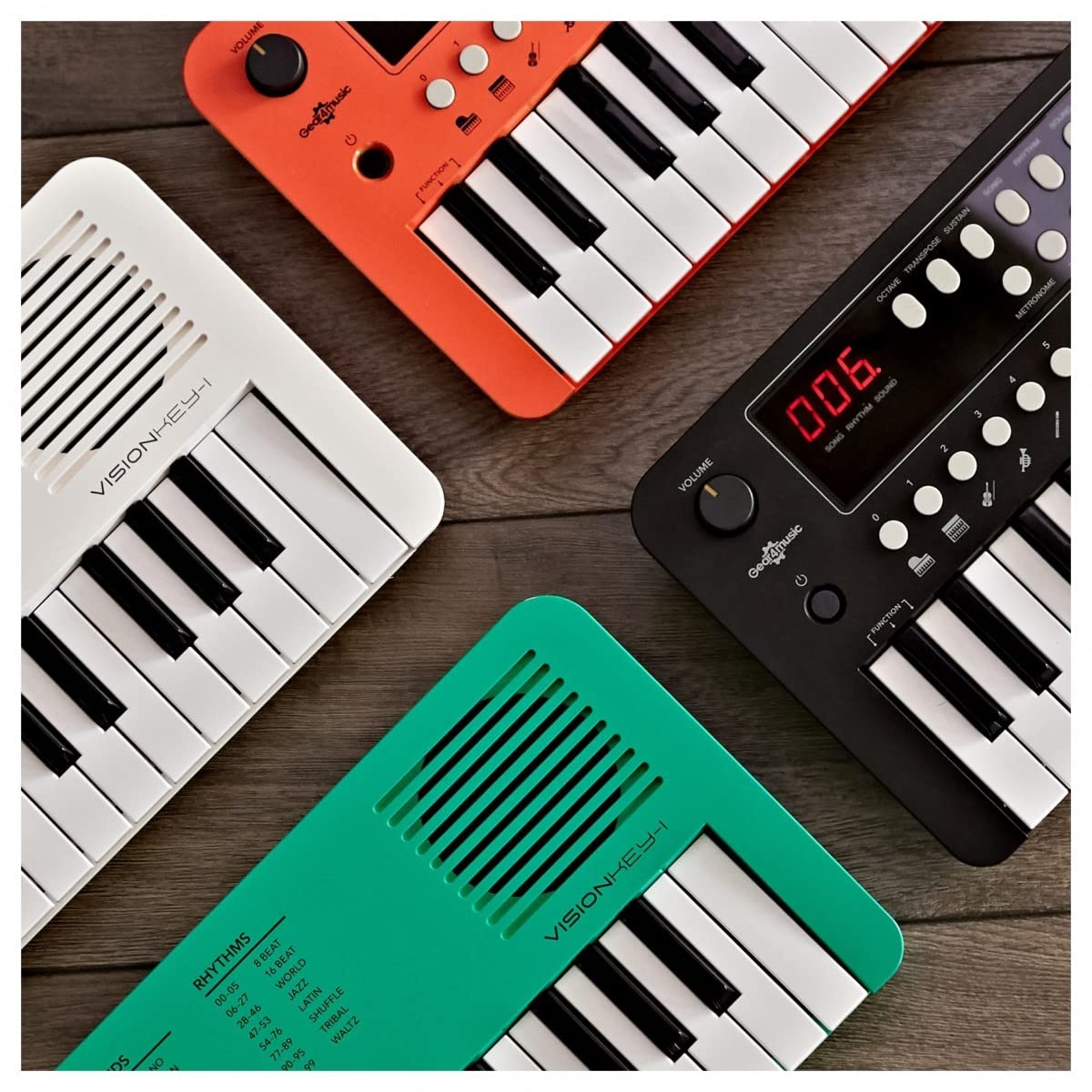 VISIONKEY-1 Mini Teclado Digital 37 Teclas para Niños y Principiantes | Piano Eléctrico de Mini Teclas con Auriculares, 3 Octavas, 100 Sonidos y Ritmos, USB-C o Pilas, Negro