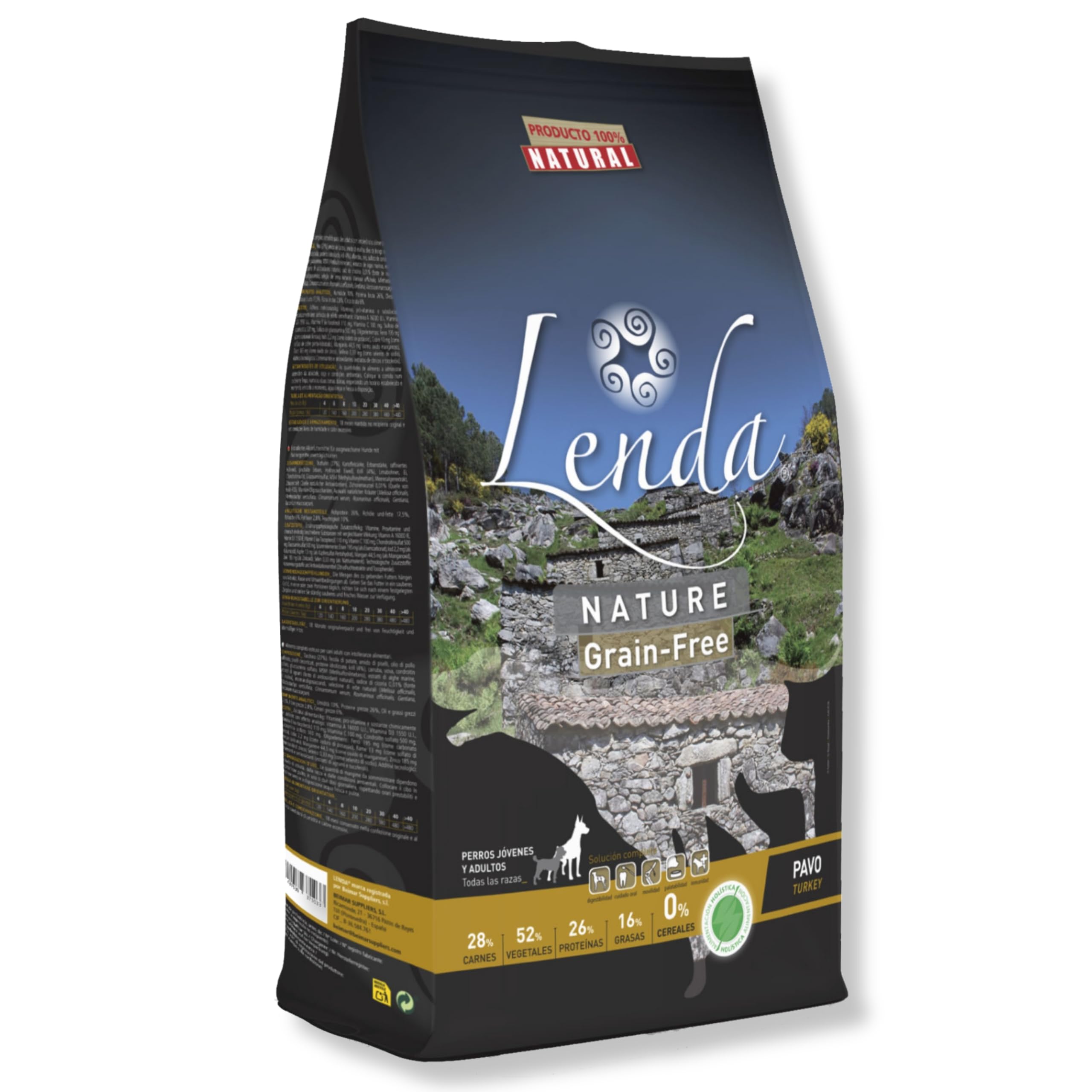 Lenda Pavo 3 KG - Alimento Completo SIN Cereales para Perros Jóvenes y Adultos con Alergias o Intolerancias | Nutrición Especializada Rica en Pavo | Pienso Hipoalergénico