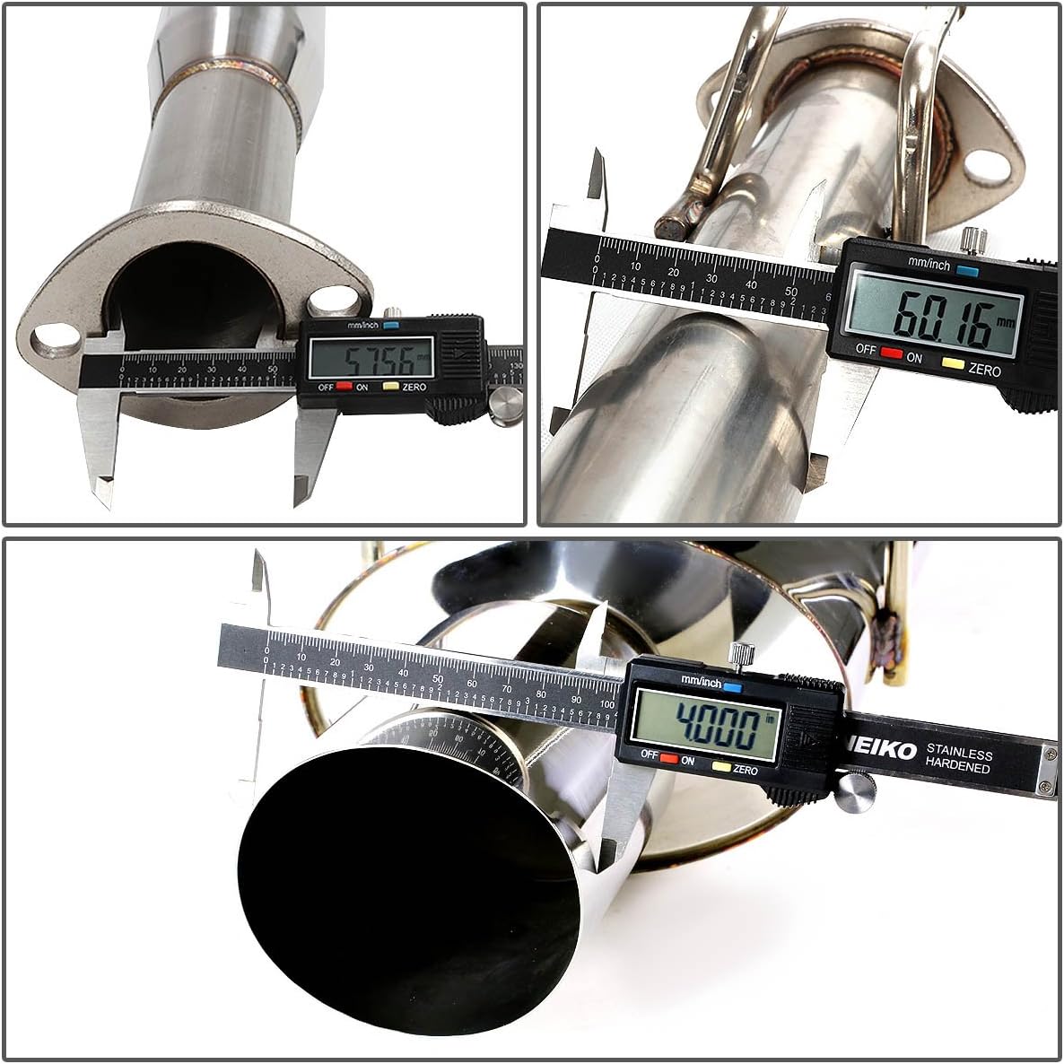 DNA MOTORING CBE-OE-HC02SI Stainless Steel Cat Back Exhaust System [Compatible with 02-05 Honda Civic Si EP3 Hatchback]