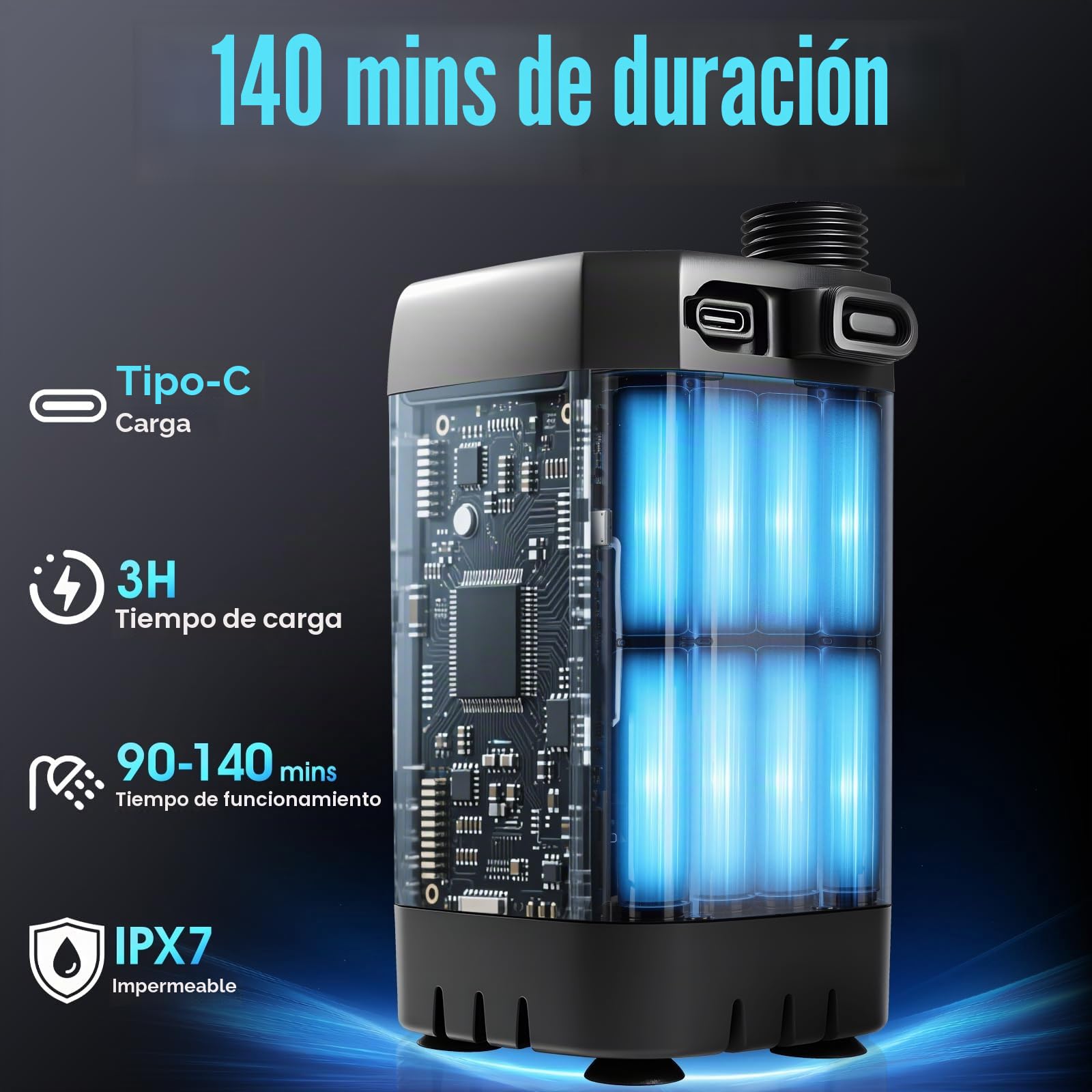 Ducha portátil con calentador, ducha portátil recargable de 6000 mAh para campamento con calentador de apagado automático de 2000 W, 4 modos de pulverización, pantalla LED, bomba de ducha portátil